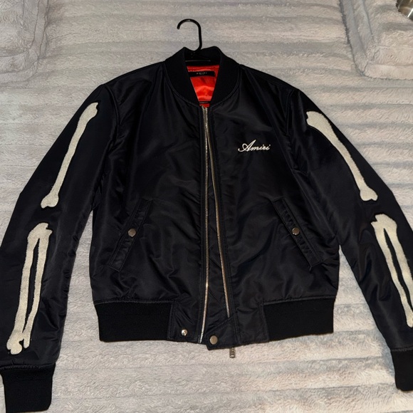 AMIRI Black and White Skeleton Bomber Jacket